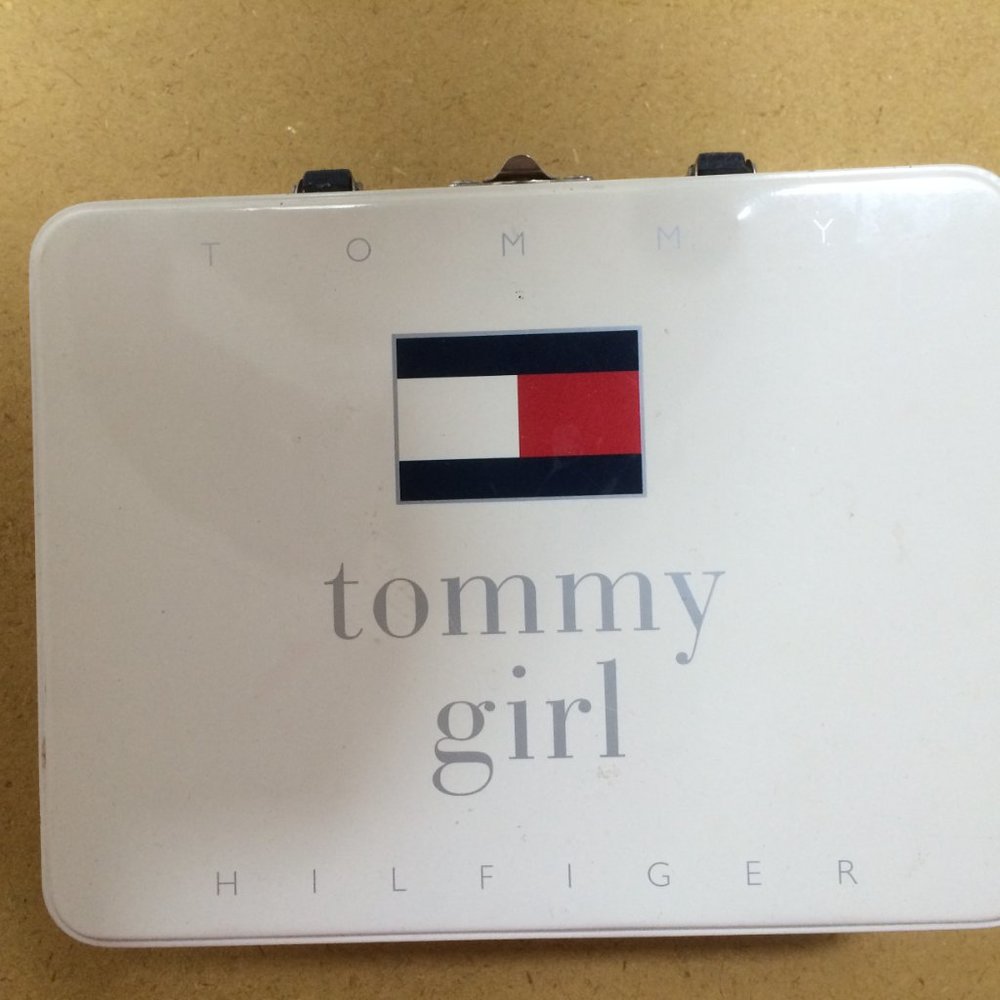 - Tommy Girl Hilfiger off white tin empty gift box multi purpose